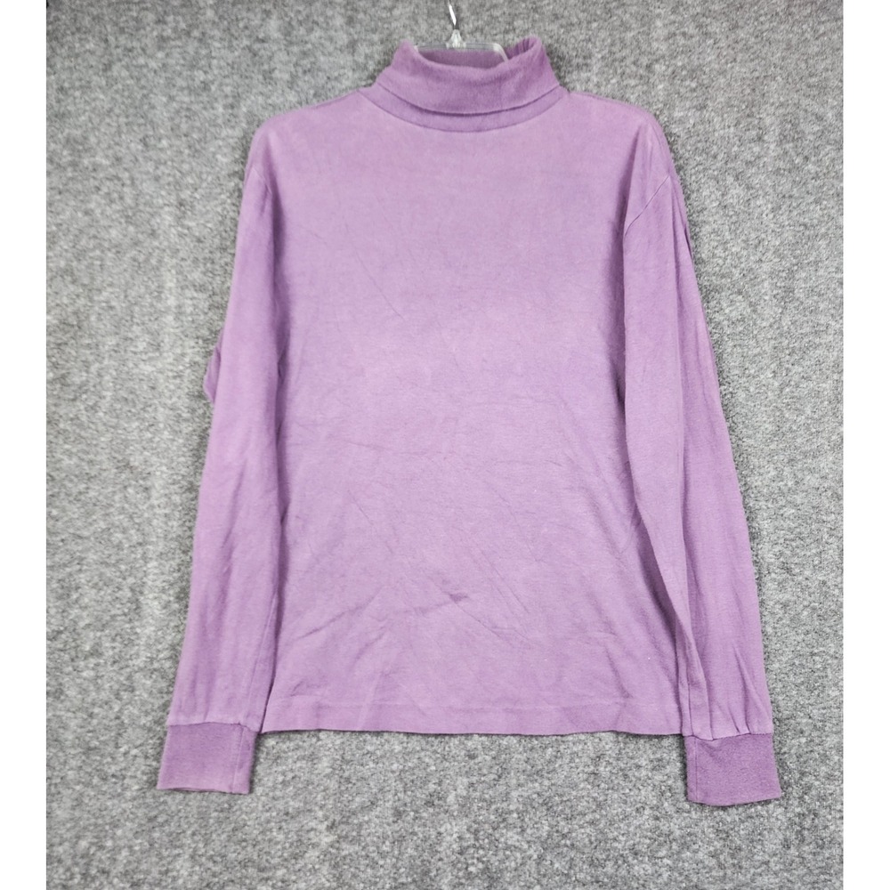 Eddie Bauer Turtleneck Top Womens L Purple Long Sleeve Vintage Cotton Blend